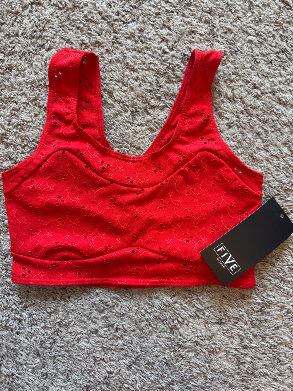 FIVE NWT Red Eyelet Cropped Tank